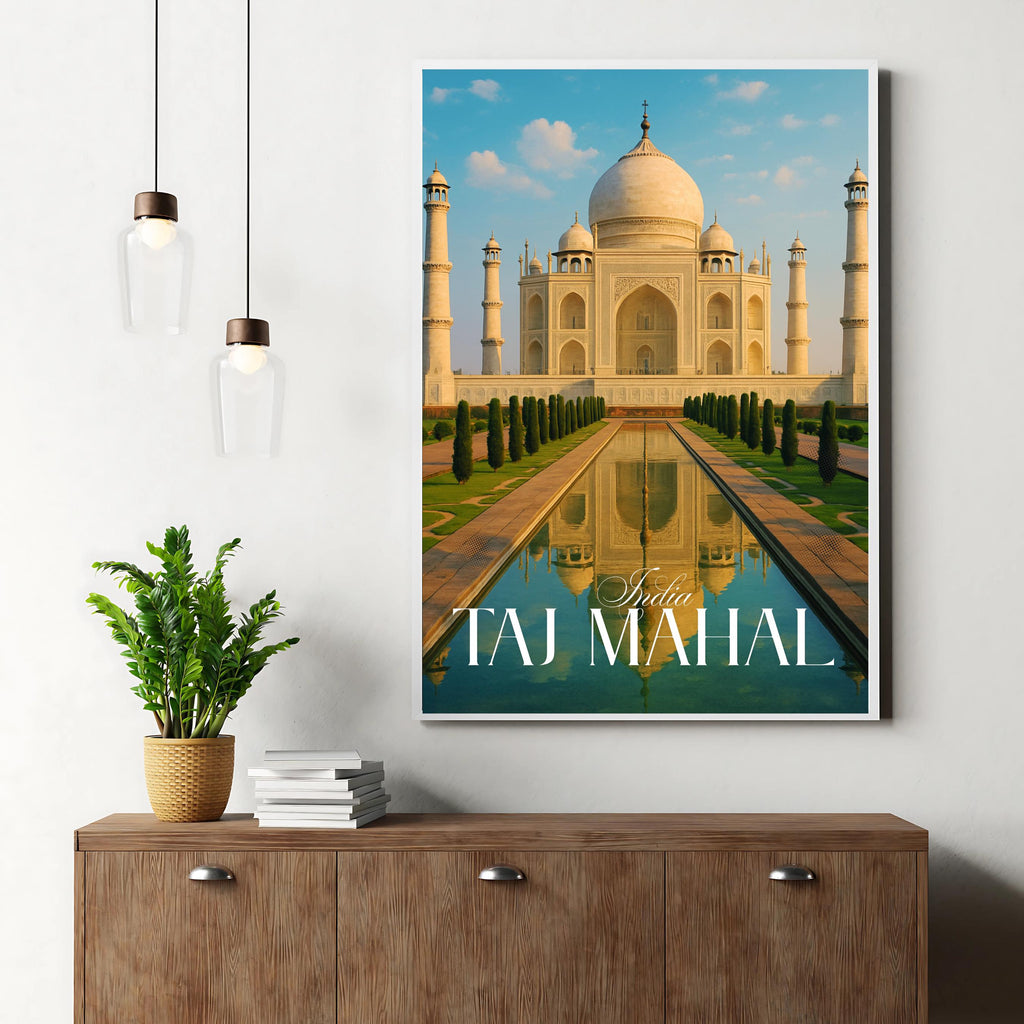 Affiche voyage -  Taj Mahal, Inde, Asie, Unesco - art moderne, impression, poster