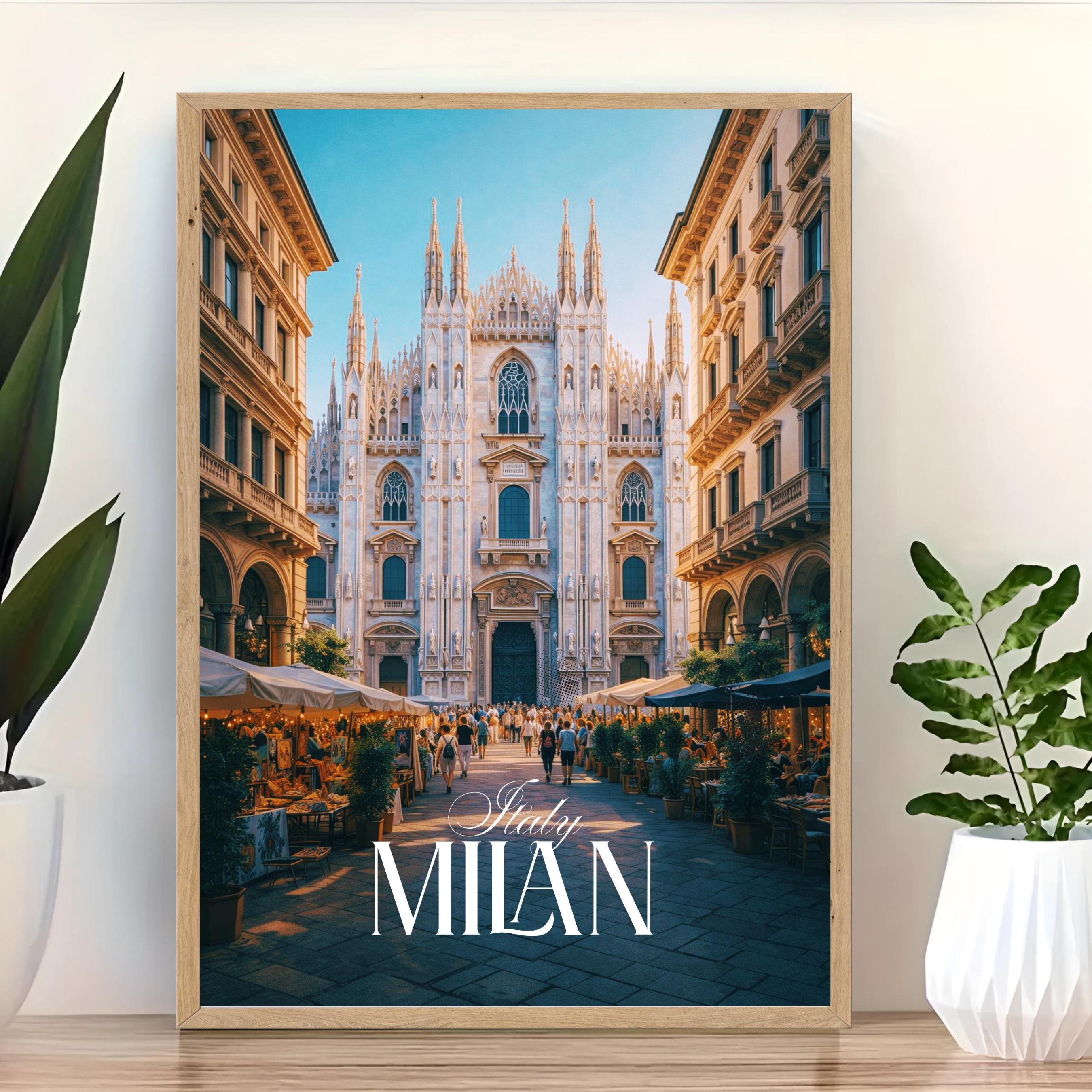 Affiche voyage - Milan, Lombardie, Italie, Dôme de Milan - art moderne, impression, poster