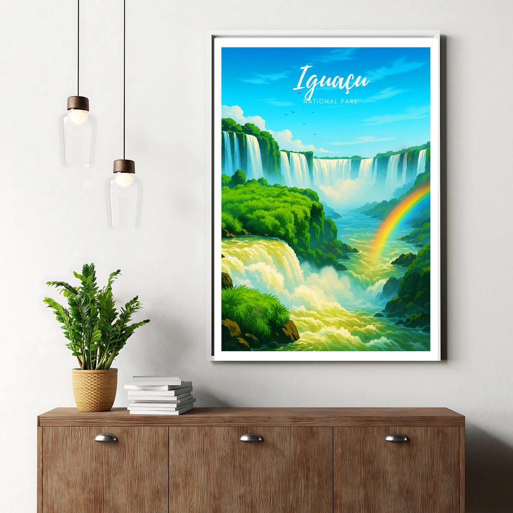Affiche voyage - Iguazú, Parc National, Argentine, Bresil - art moderne, impression, poster