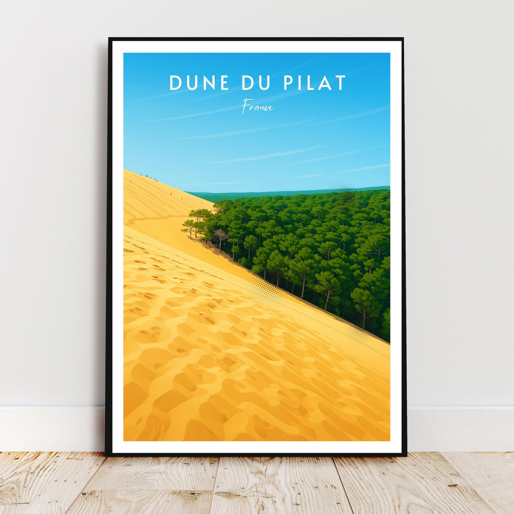 Affiche voyage - Dune du Pilat, Pyla-sur-Mer, Bassin d’Arcachon, France - art moderne, impression, poster
