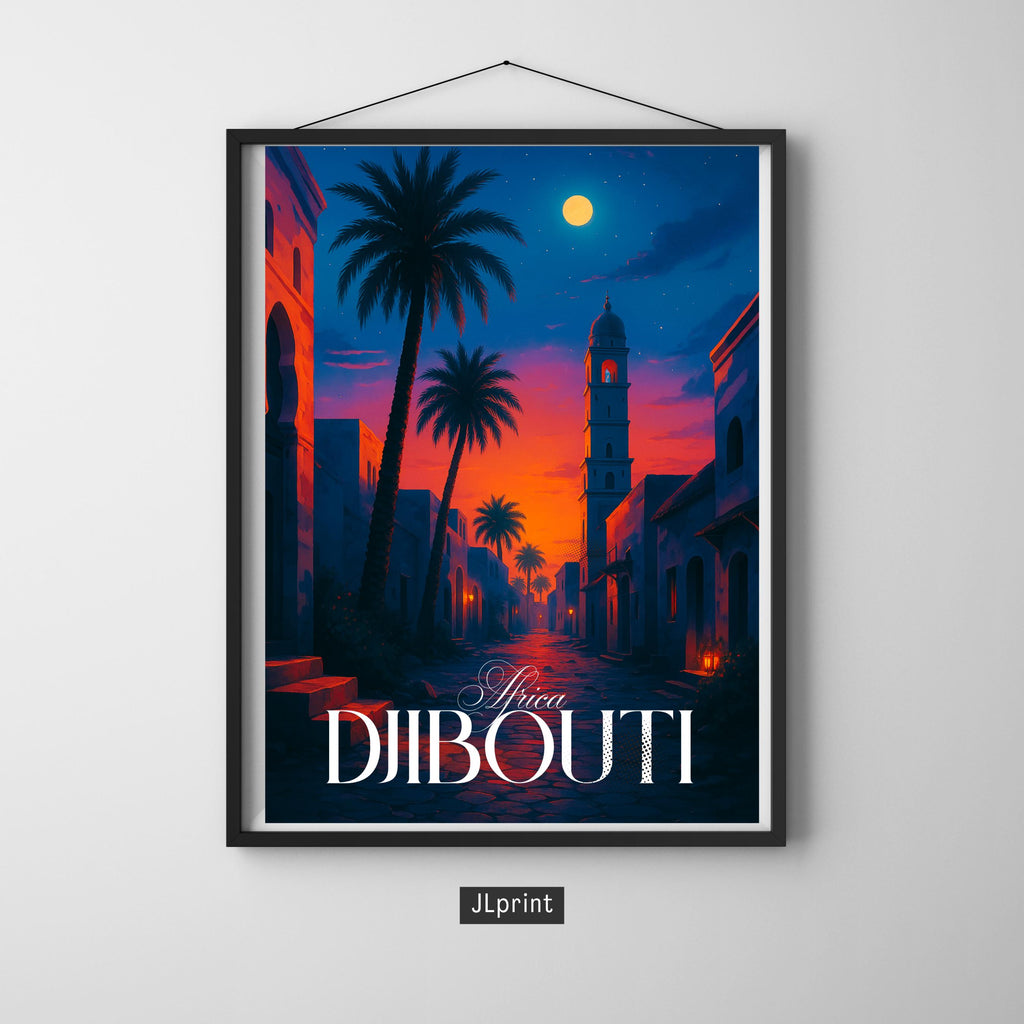 Affiche voyage - Djibouti, Afrique, Désert Danakil, Golfe d’Aden - art moderne, impression, poster