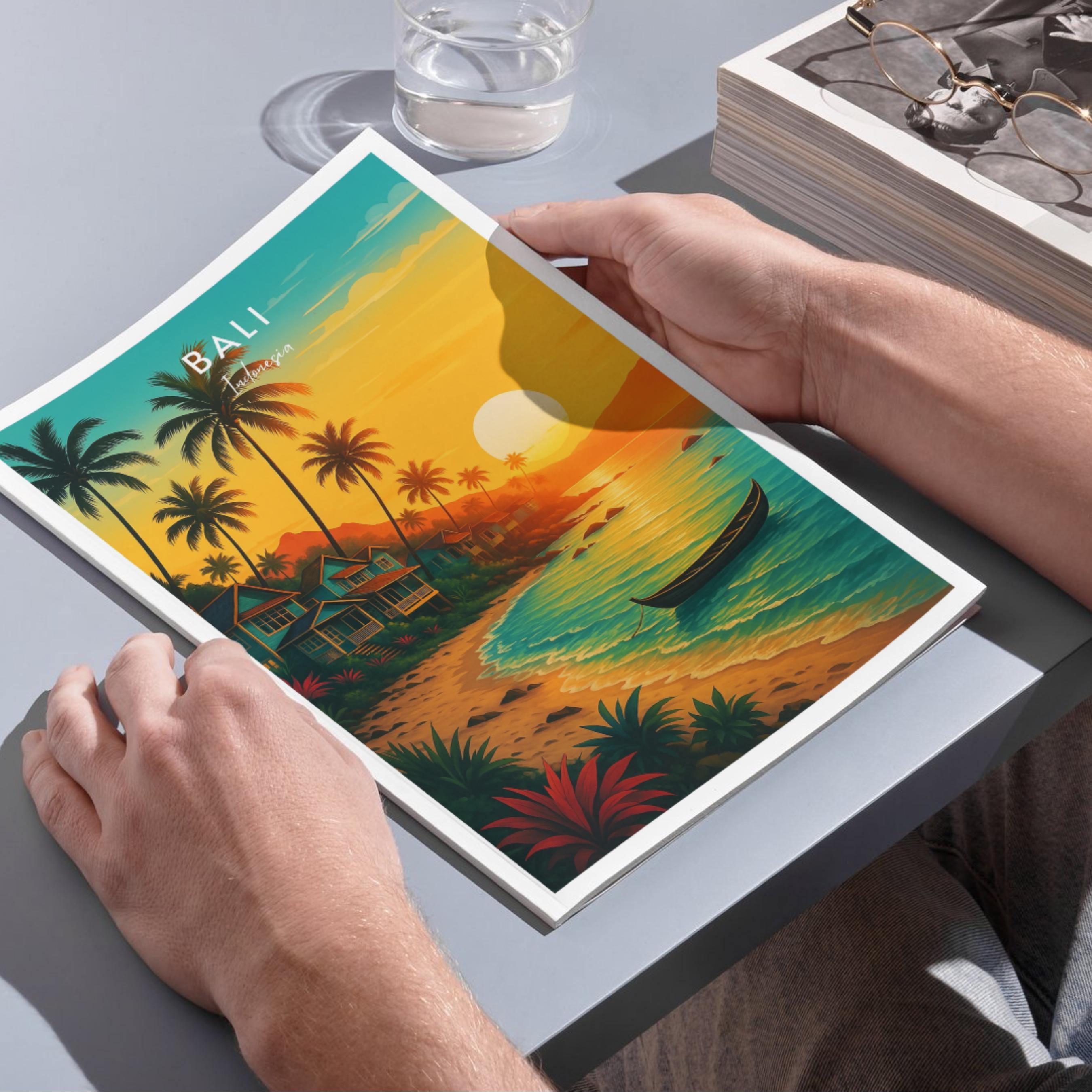 Affiche voyage - Bali, Indonésie, Asie, Plage - art moderne, impression, poster