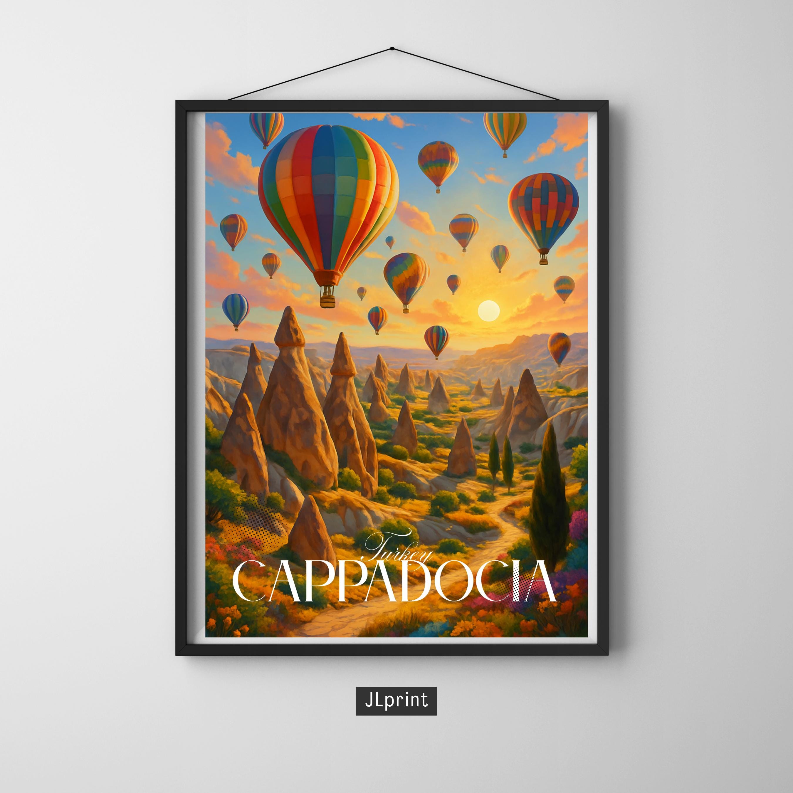 Affiche voyage - Cappadoce, Anatolie, Turquie, Love Valley - art moderne, impression, poster