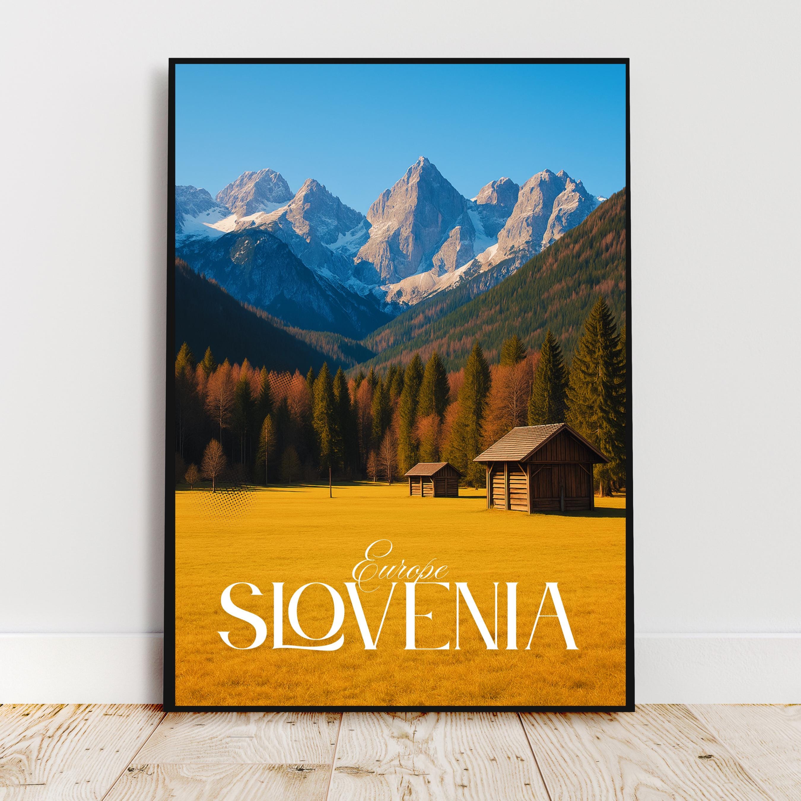 Affiche voyage - Slovénie, Europe, Triglav, Alpes Juliennes - art moderne, impression, poster
