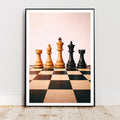 Affiche sport -  Echecs, Pions, Echiquier, Loisir - art moderne, impression, poster