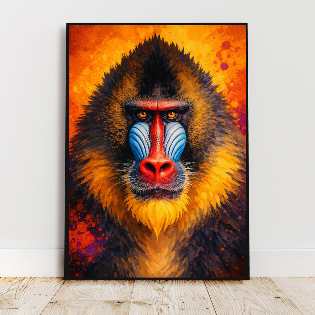 Affiche animaux - Mandrill, Singe, Savane, Afrique - art moderne, impression, poster