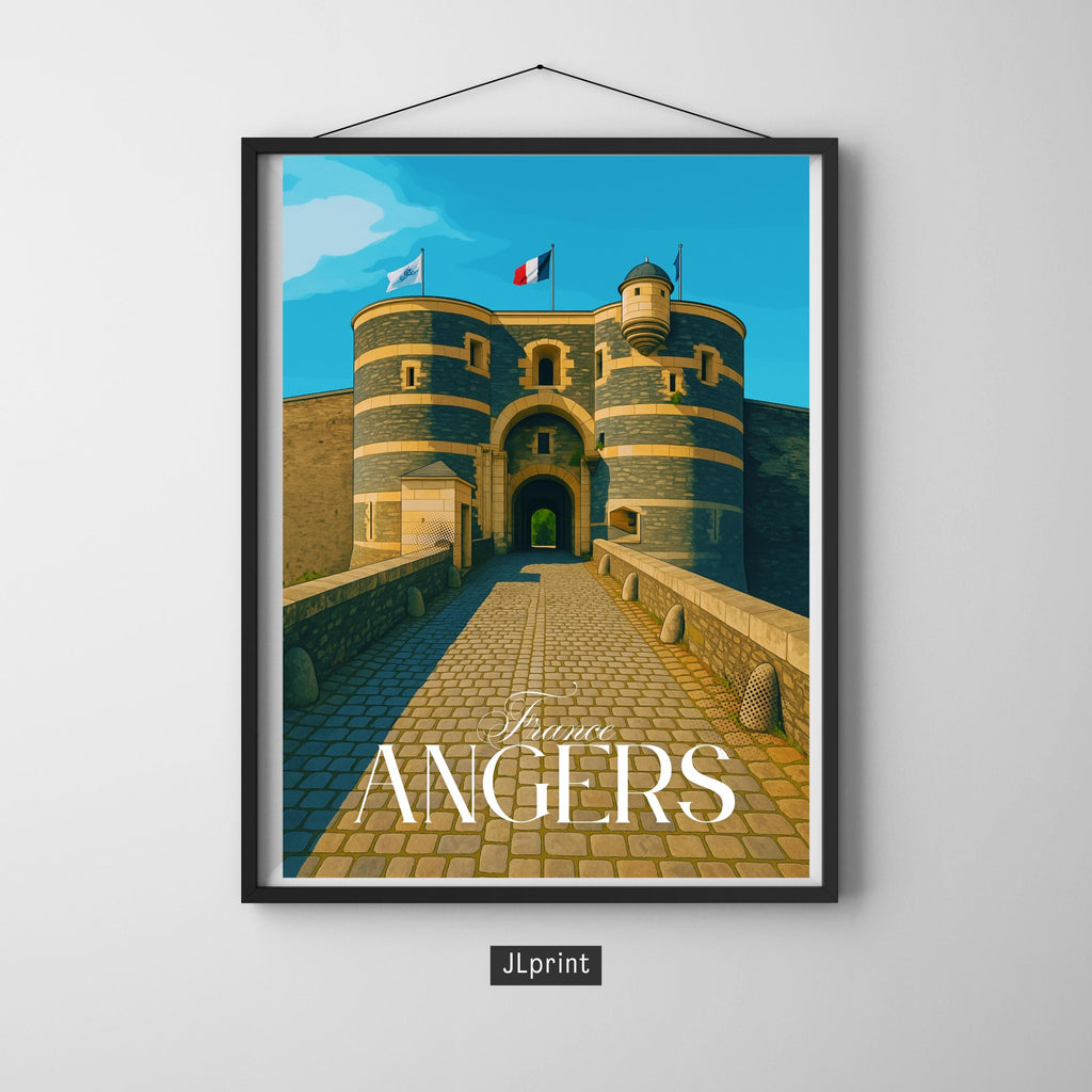 Affiche voyage - Angers, Pays de la Loire, France, Château - art moderne, impression, poster