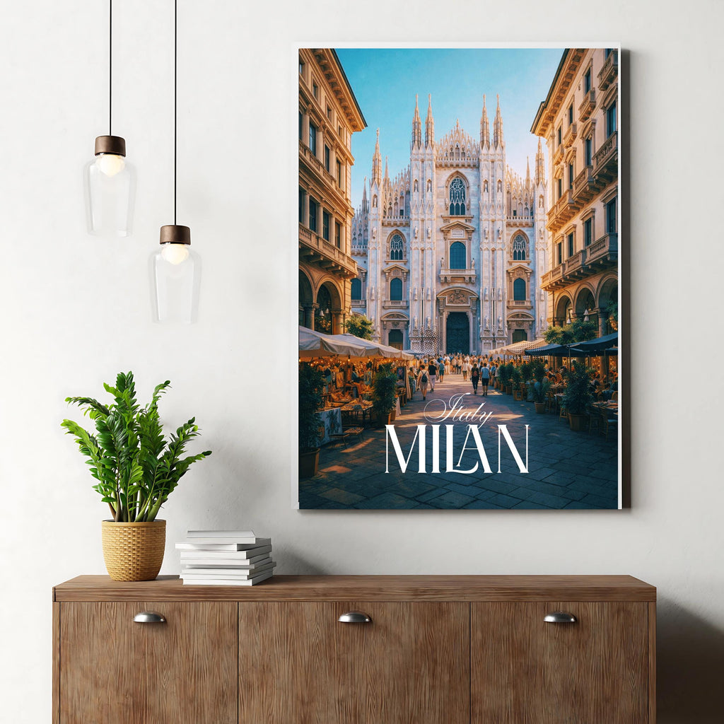 Affiche voyage - Milan, Lombardie, Italie, Dôme de Milan - art moderne, impression, poster