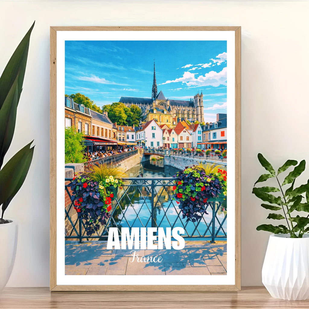 Affiche voyage - Amiens, Picardie, France, Cathédrale Notre-Dame - art moderne, impression, poster