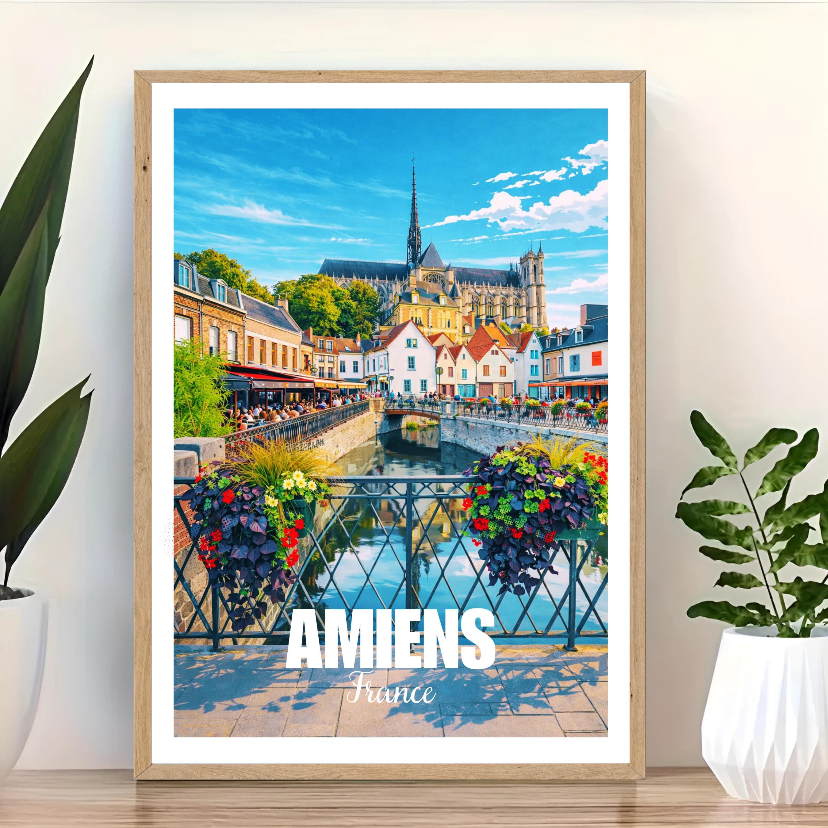 Affiche voyage - Amiens, Picardie, France, Cathédrale Notre-Dame - art moderne, impression, poster