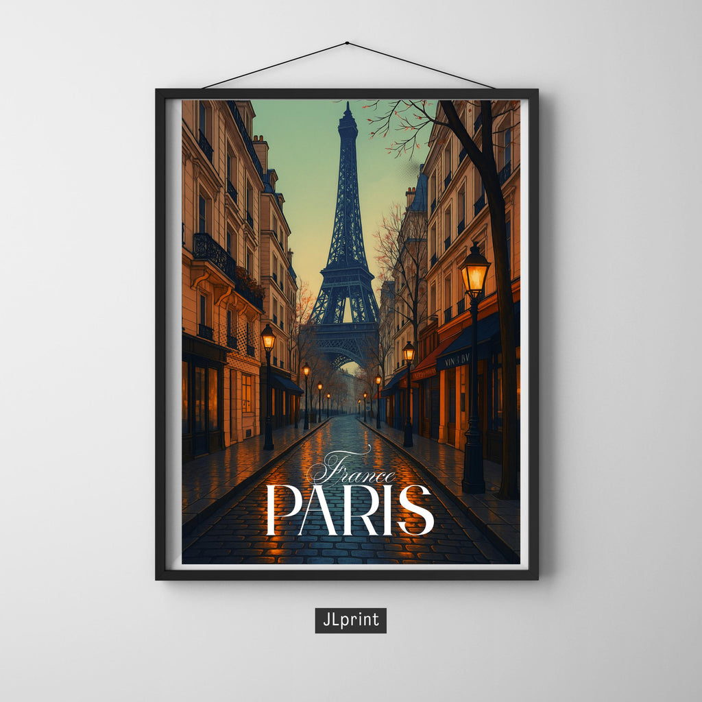 Affiche voyage - Paris, France, Tour Eiffel, Unesco - art moderne, impression, poster