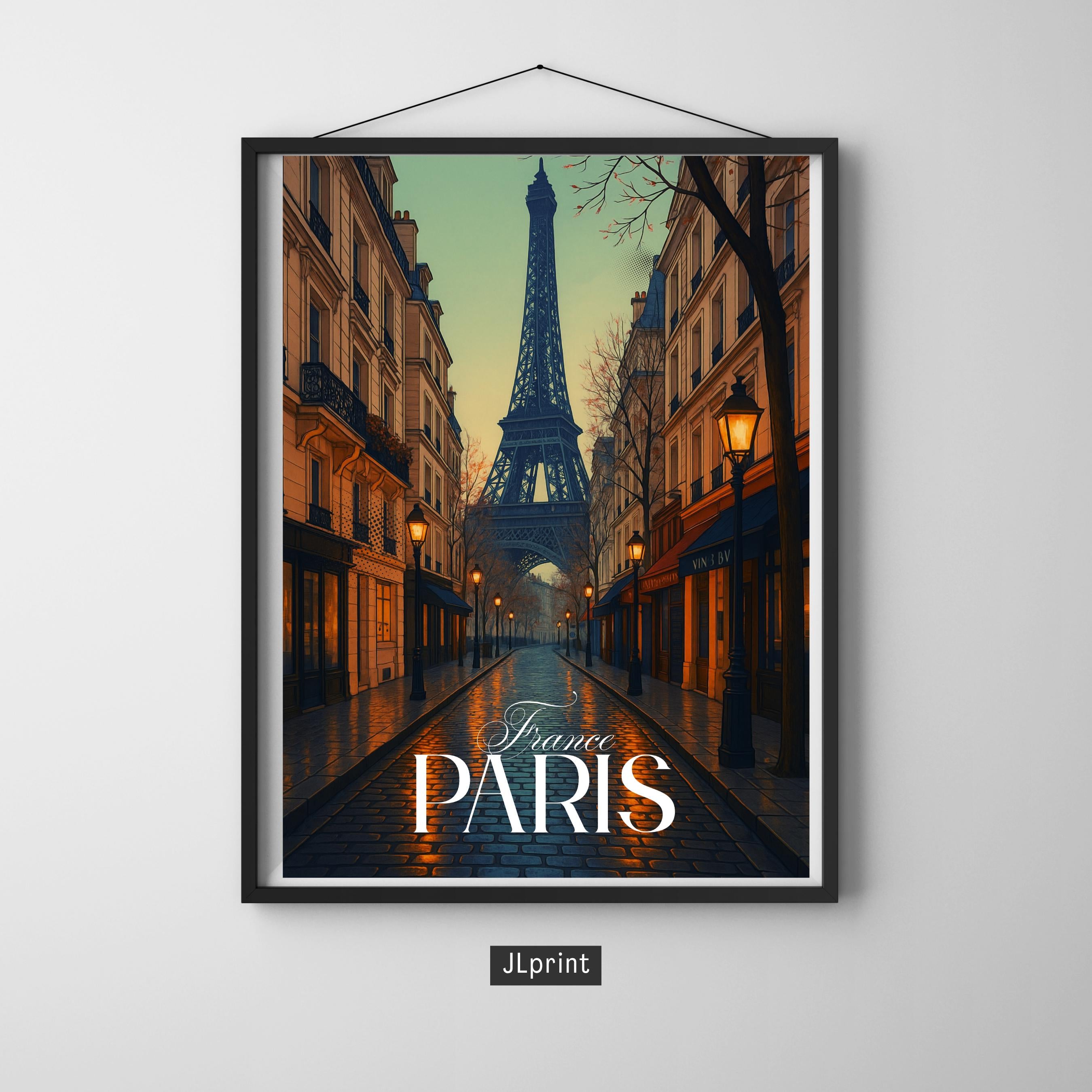 Affiche voyage - Paris, France, Tour Eiffel, Unesco - art moderne, impression, poster