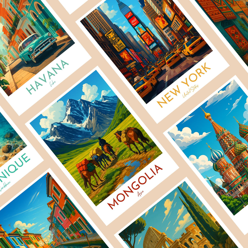 Affiche voyage - Mongolie, Asie, Altai, Parc National - art moderne, impression, poster