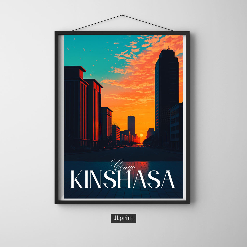 Affiche voyage - Kinshasa, RDC, Congo, Afrique - art moderne, impression, poster