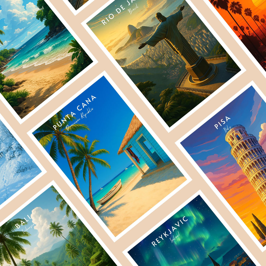 Affiche voyage - Punta Cana, République Dominicaine, Caraïbes, Plage - art moderne, impression, poster