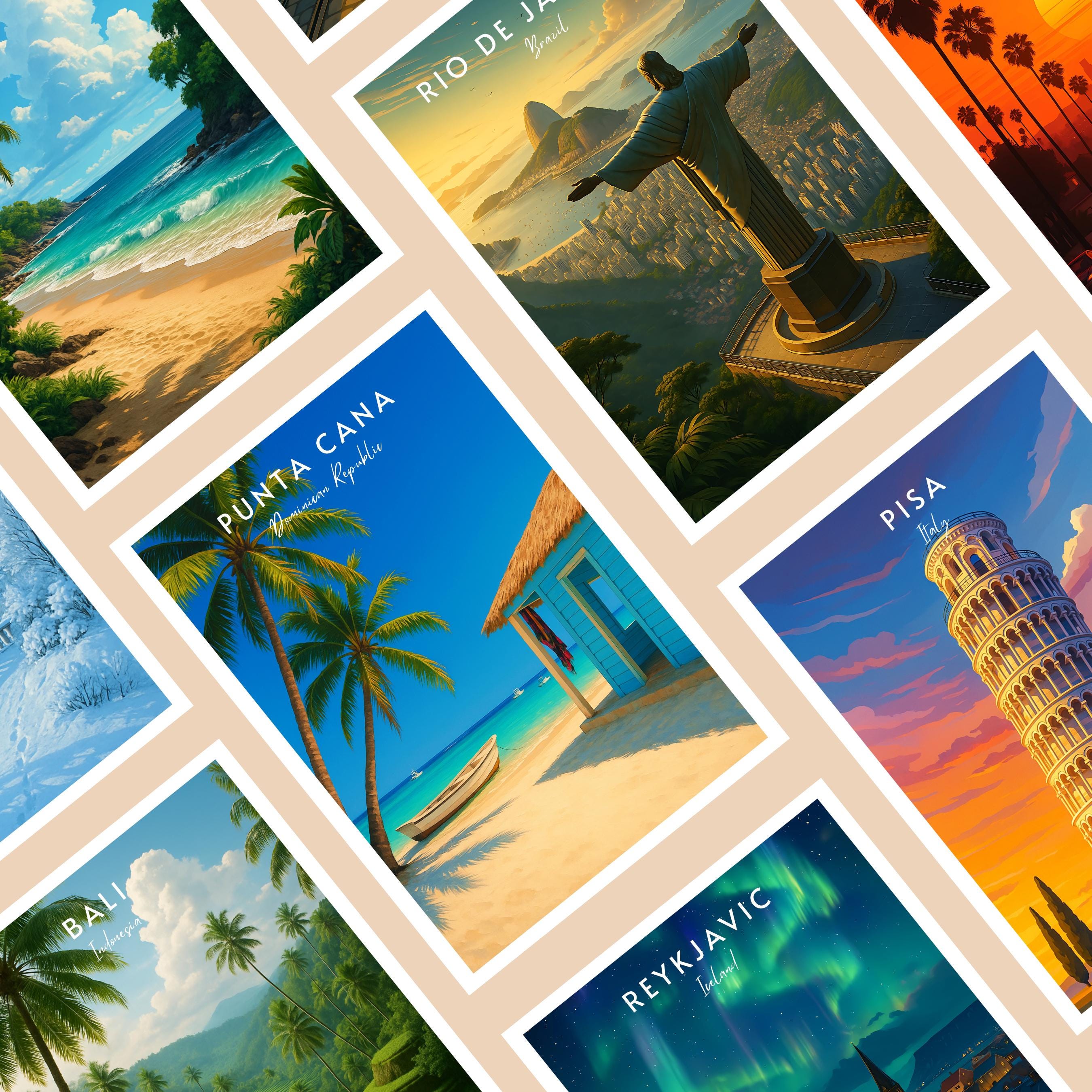 Affiche voyage - Punta Cana, République Dominicaine, Caraïbes, Plage - art moderne, impression, poster
