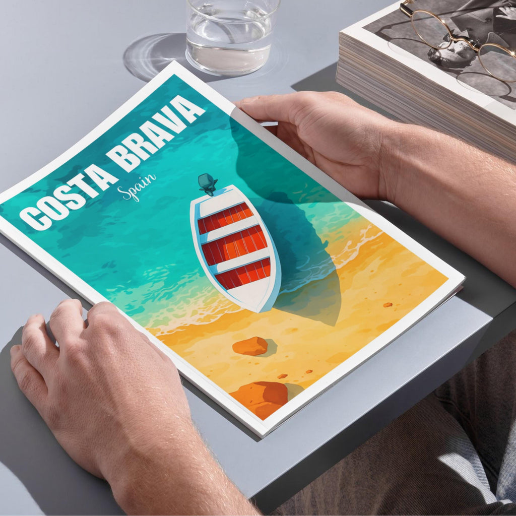Affiche voyage - Costa Brava, Catalogne, Espagne, Méditerranée - art moderne, impression, poster