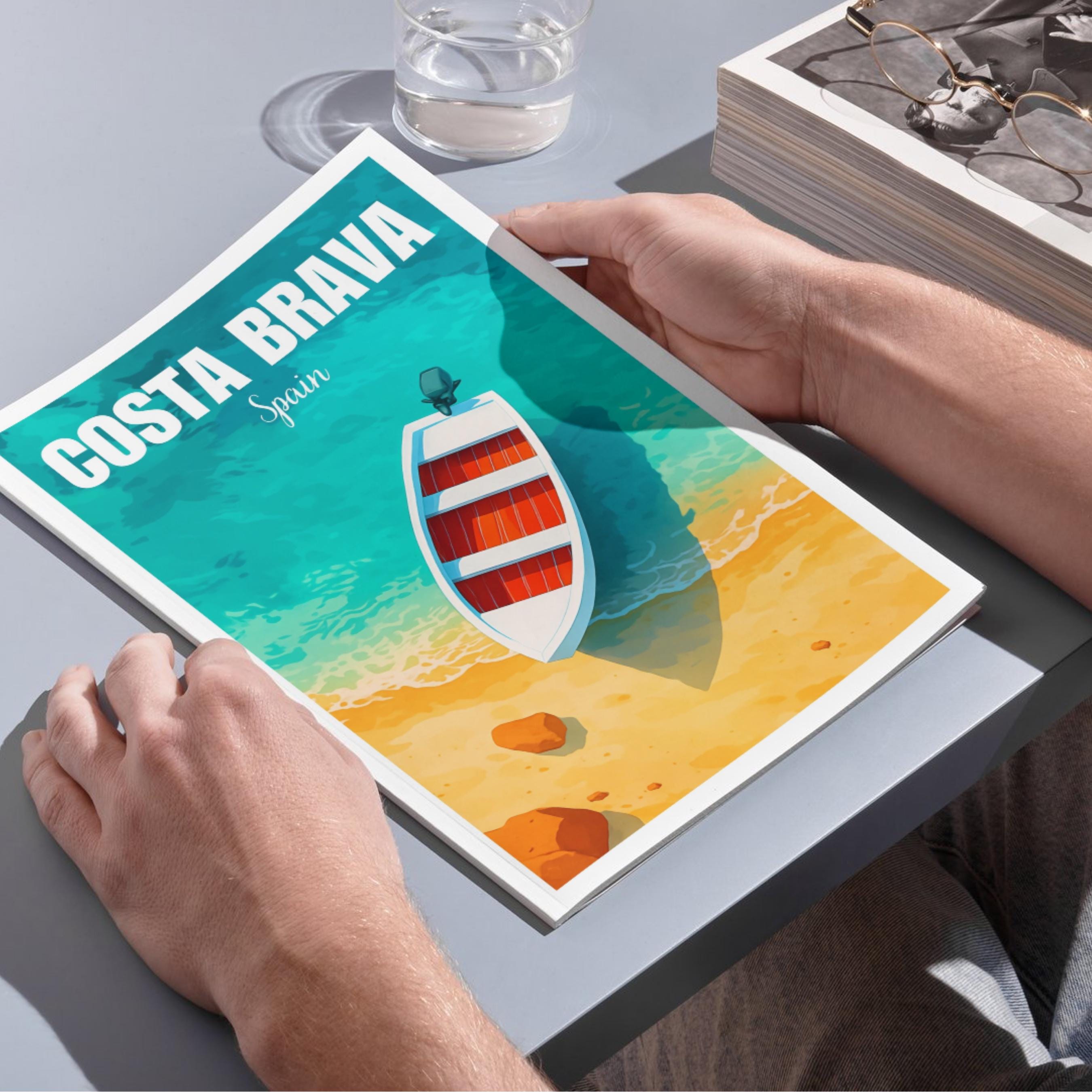 Affiche voyage - Costa Brava, Catalogne, Espagne, Méditerranée - art moderne, impression, poster