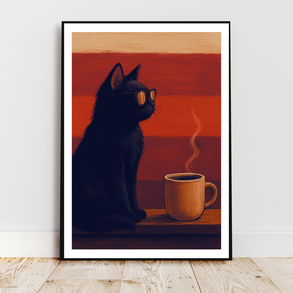 Affiche art - Chat, Café, Matin, Cuisine - art moderne, impression, poster