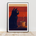 Affiche art - Chat, Café, Matin, Cuisine - art moderne, impression, poster