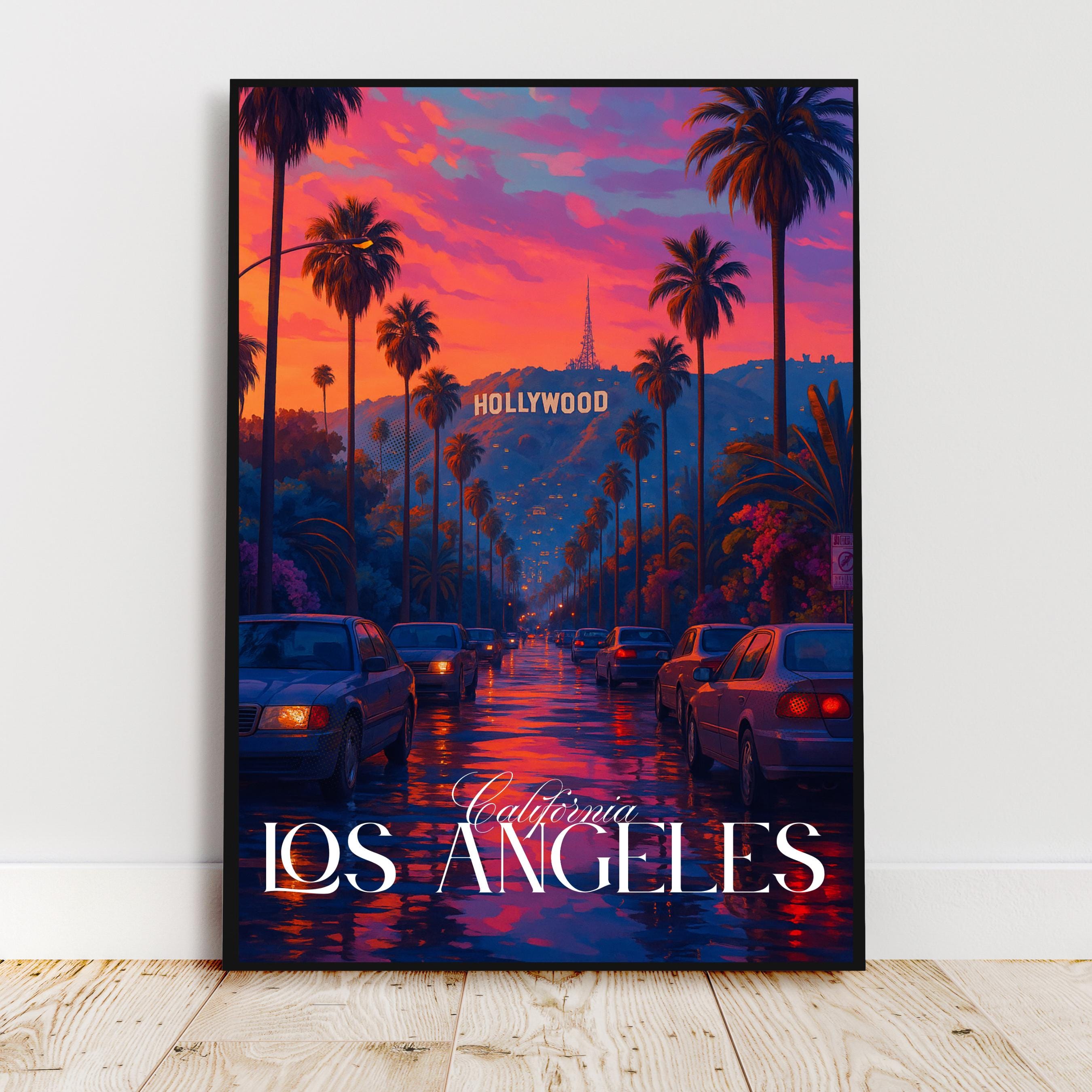 Affiche voyage - Los Angeles, Californie, USA, Hollywood - art moderne, impression, poster