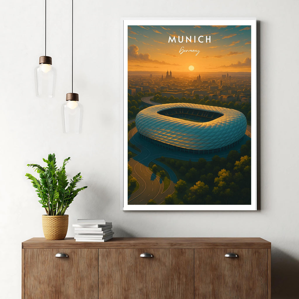 Affiche sport - Football, Munich, Allemagne, Stade Allianz Arena - art moderne, impression, poster