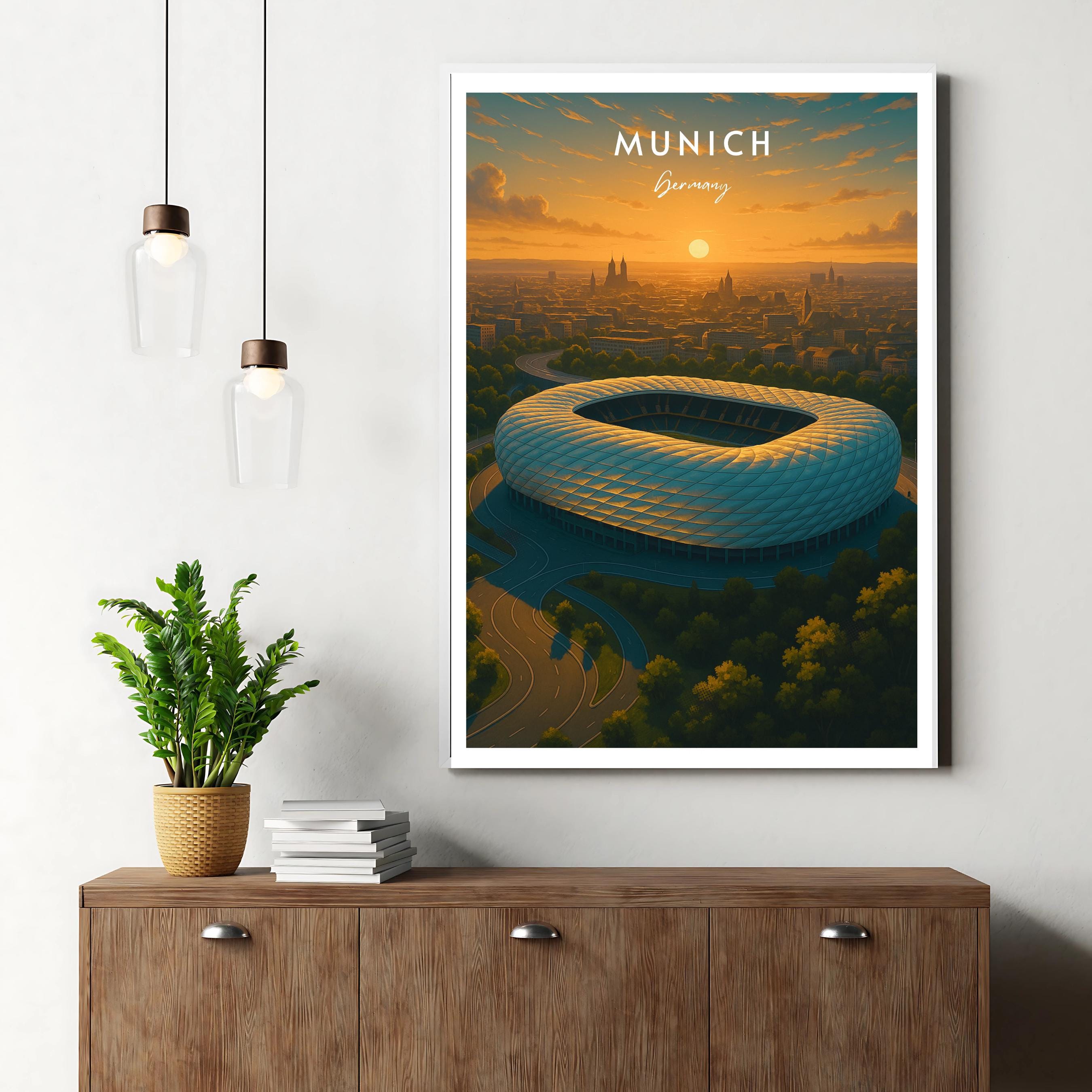 Affiche sport - Football, Munich, Allemagne, Stade Allianz Arena - art moderne, impression, poster