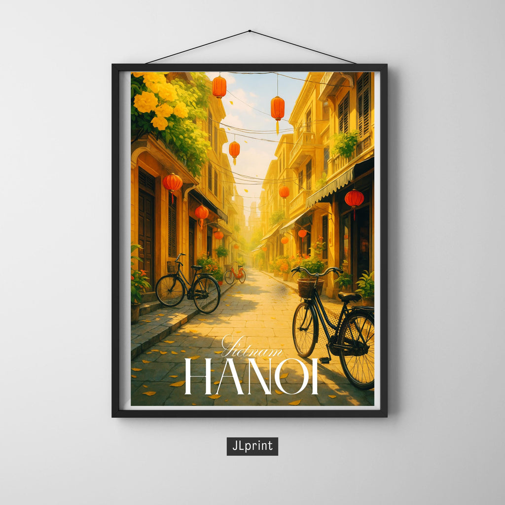 Affiche voyage - Hanoï, Vietnam, Asie, Lanternes - art moderne, impression, poster