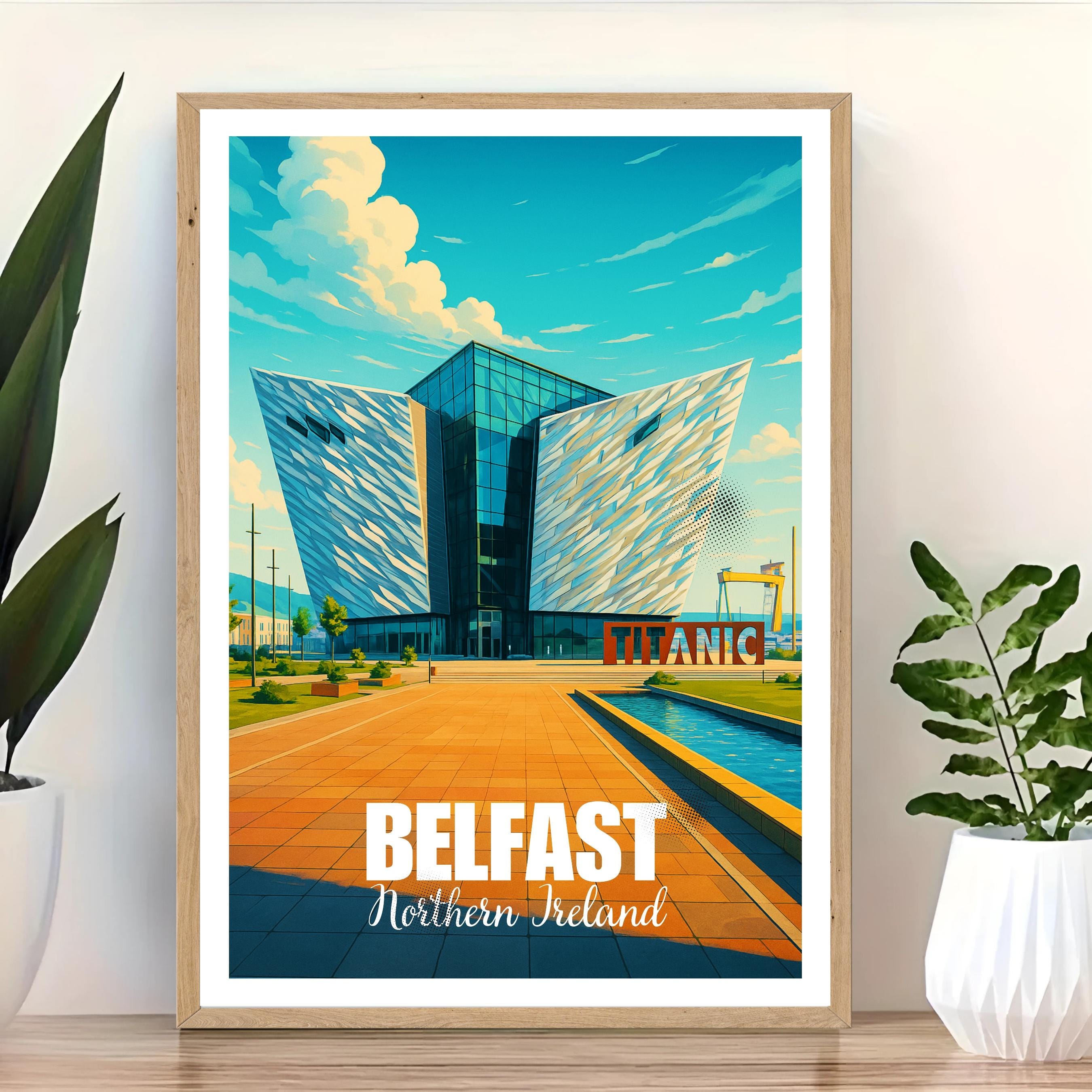 Affiche voyage - Belfast, Irlande du Nord, Royaume Uni, Titanic Belfast - art moderne, impression, poster