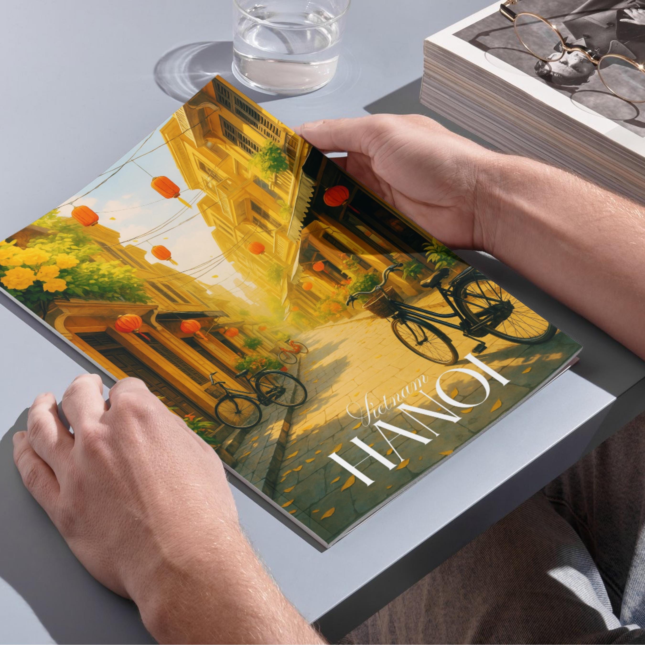 Affiche voyage - Hanoï, Vietnam, Asie, Lanternes - art moderne, impression, poster