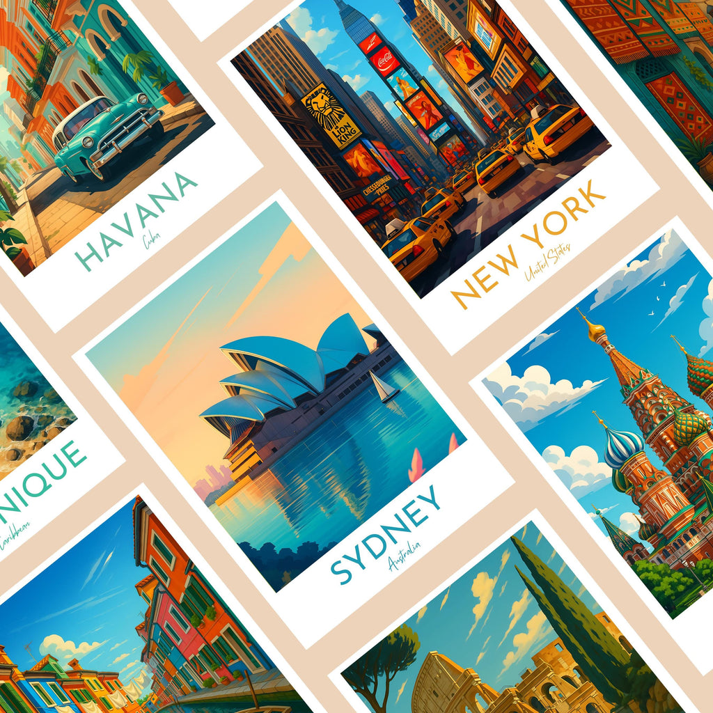 Affiche voyage - Sydney, Australie, Océan, Opéra - art moderne, impression, poster