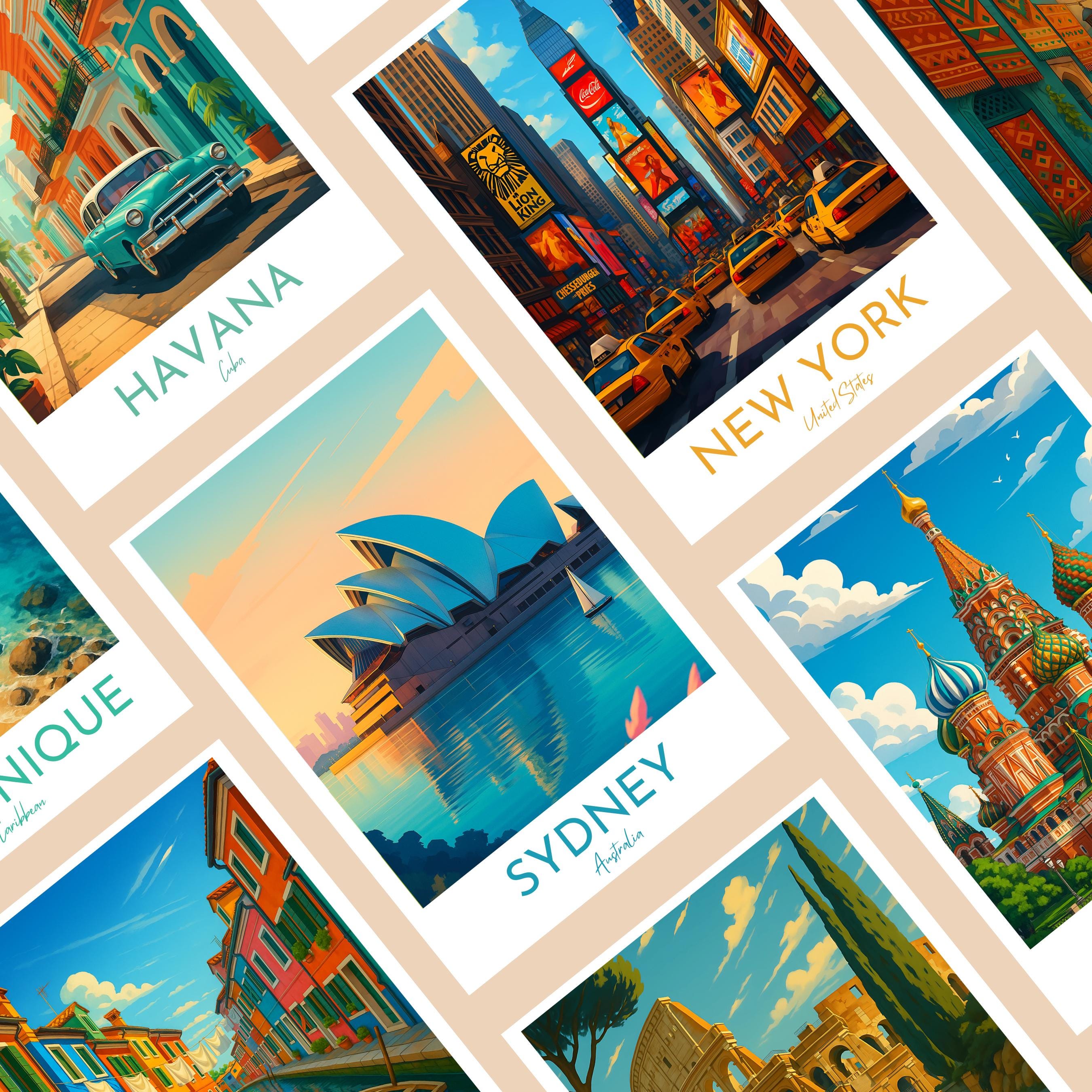 Affiche voyage - Sydney, Australie, Océan, Opéra - art moderne, impression, poster