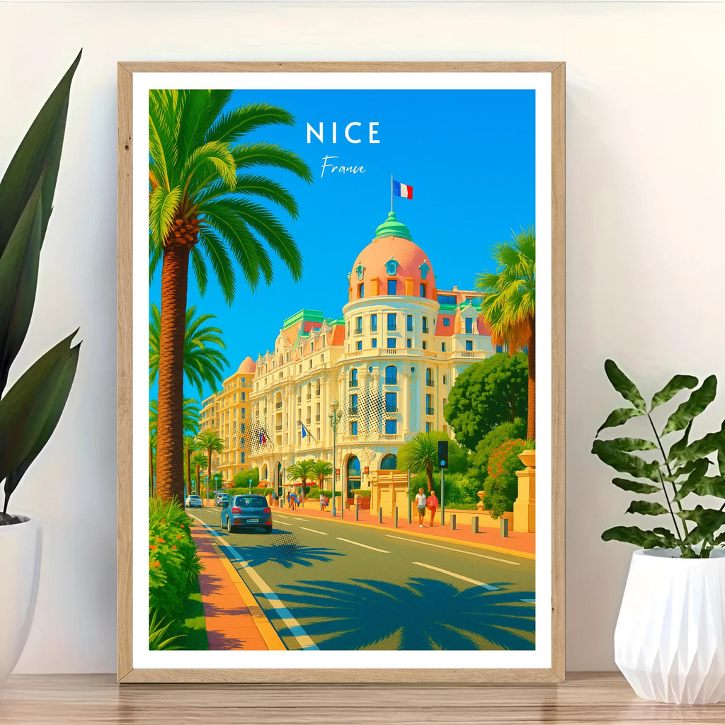 Affiche voyage - Nice, Côte d’Azur, France, Promenade des Anglais - art moderne, impression, poster