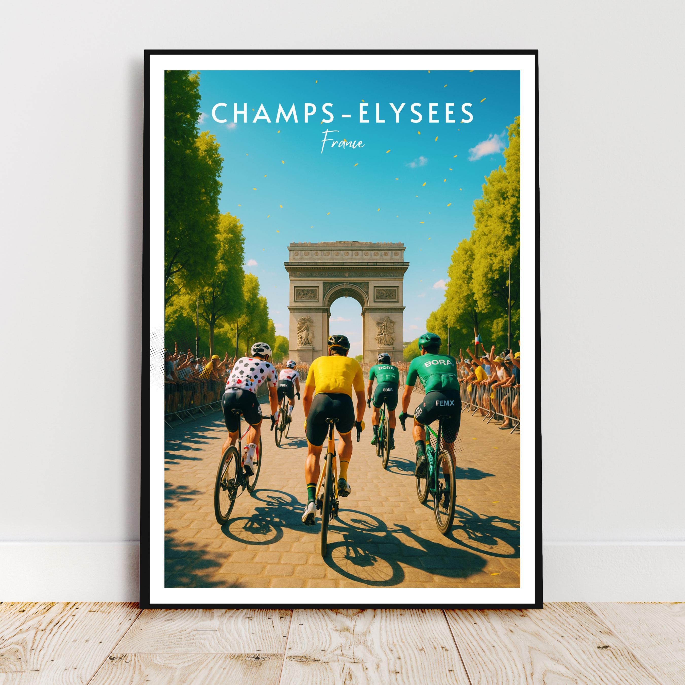 Affiche sport - Cyclisme, Vélo, Champs-Elysées, France - art moderne, impression, poster