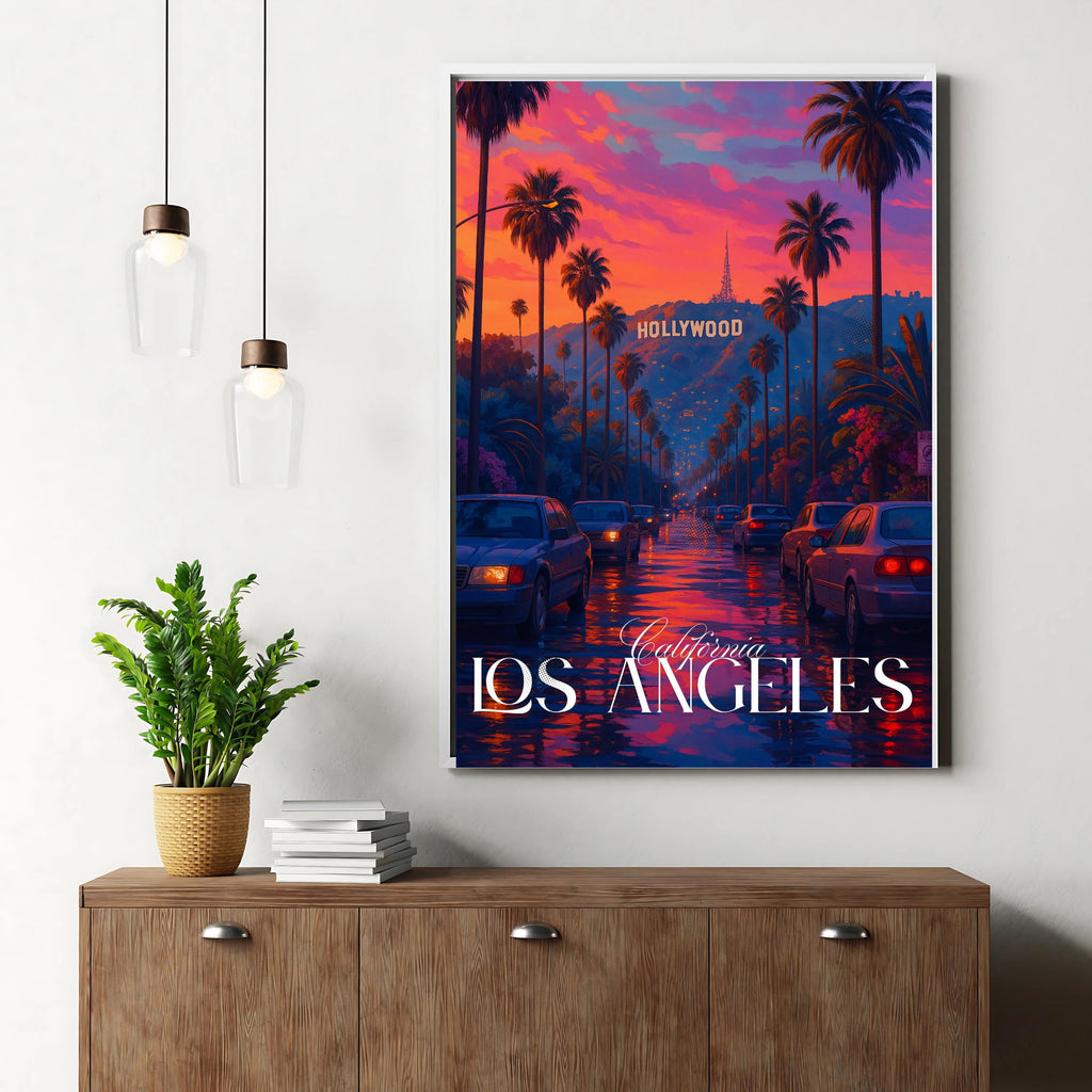 Affiche voyage - Los Angeles, Californie, USA, Hollywood - art moderne, impression, poster