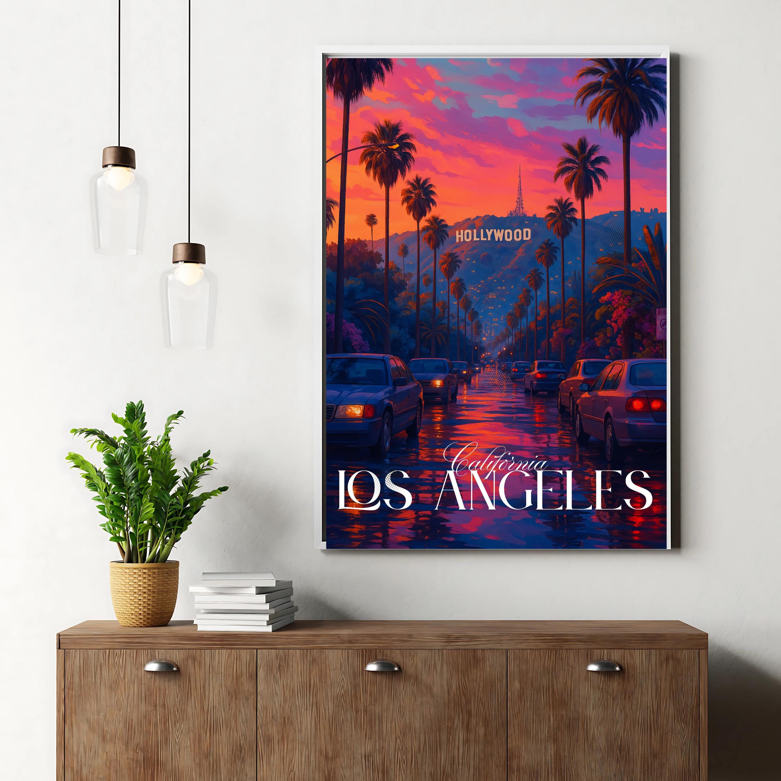 Affiche voyage - Los Angeles, Californie, USA, Hollywood - art moderne, impression, poster