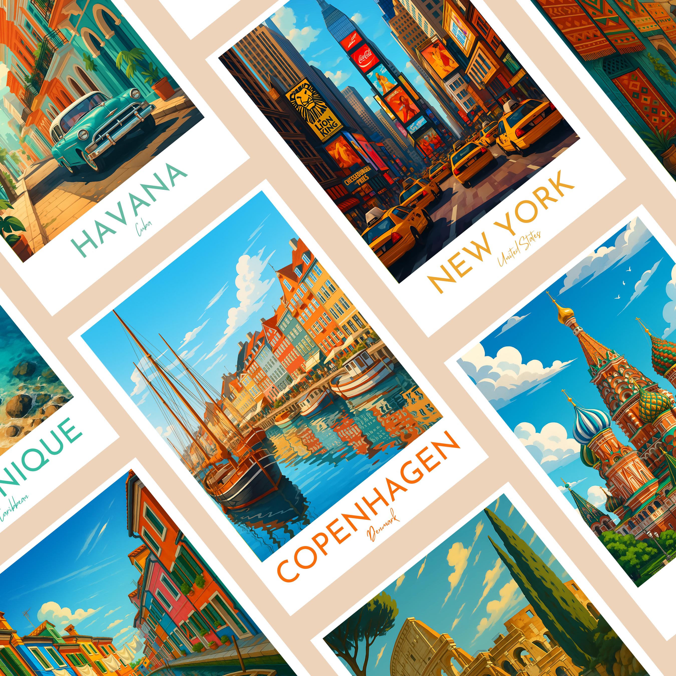 Affiche voyage - Copenhague, Danemark, Scandinavie, Europe - art moderne, impression, poster