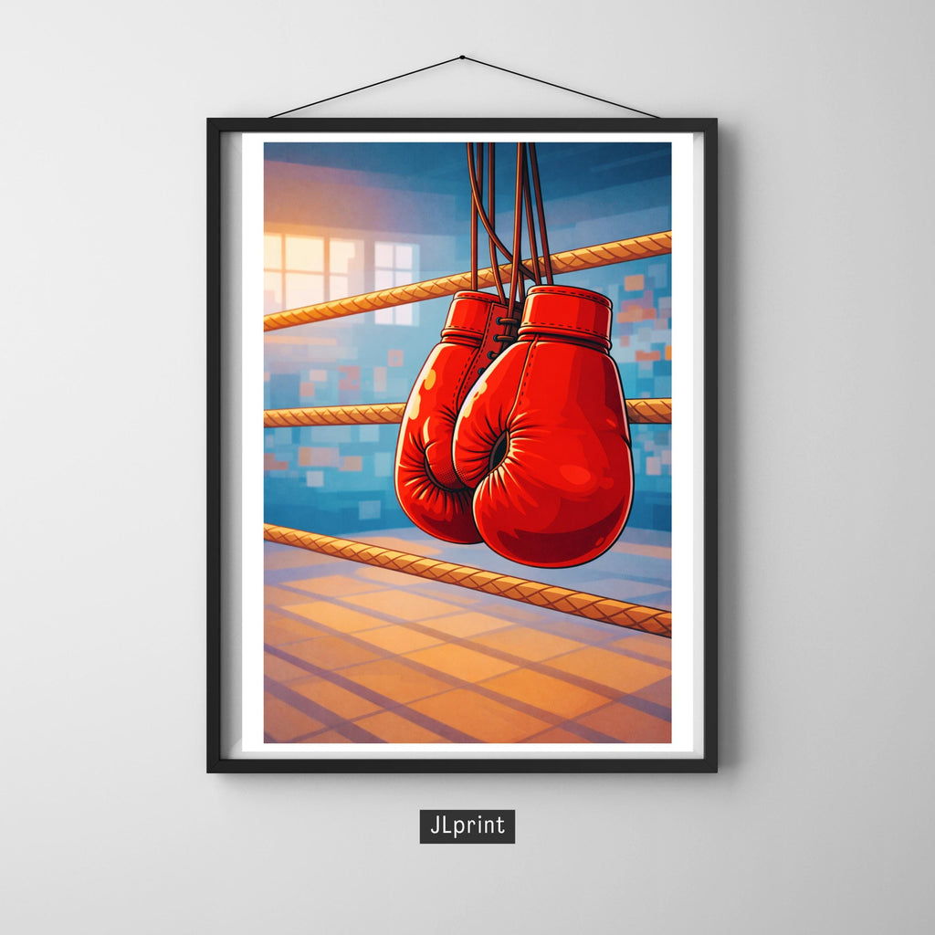 Affiche sport - Boxe, Gants, Ring, Noble Art - art moderne, impression, poster