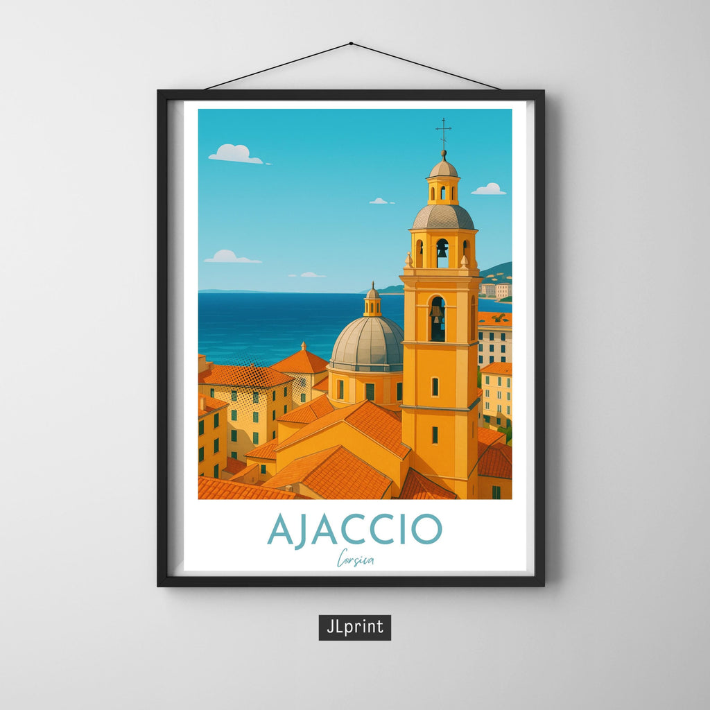 Affiche voyage - Ajaccio, Corse, France, Méditerranée - art moderne, impression, poster