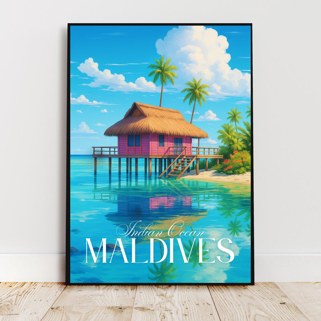 Affiche voyage - Maldives, Vaadhoo, Asie, Océan Indien - art moderne, impression, poster