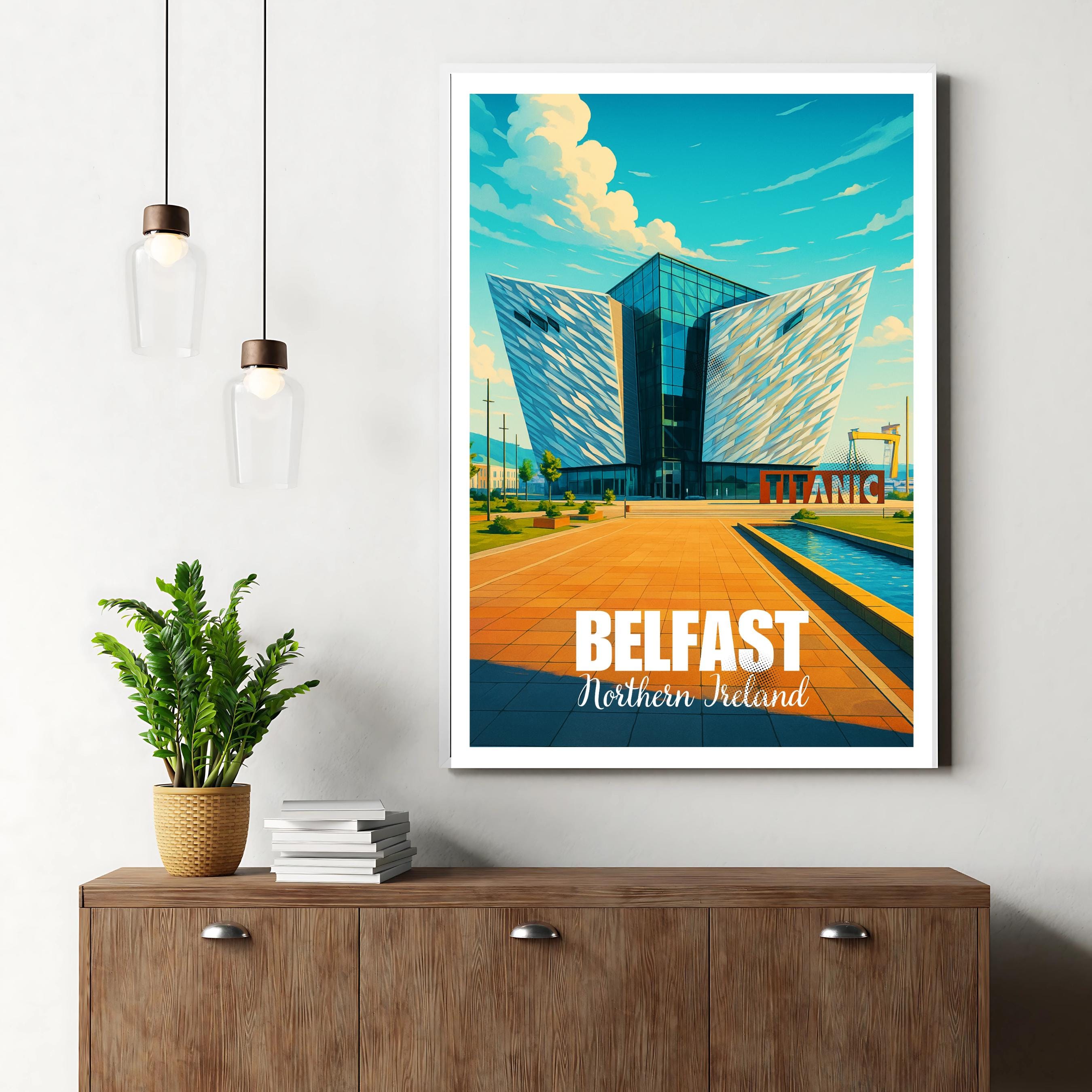 Affiche voyage - Belfast, Irlande du Nord, Royaume Uni, Titanic Belfast - art moderne, impression, poster