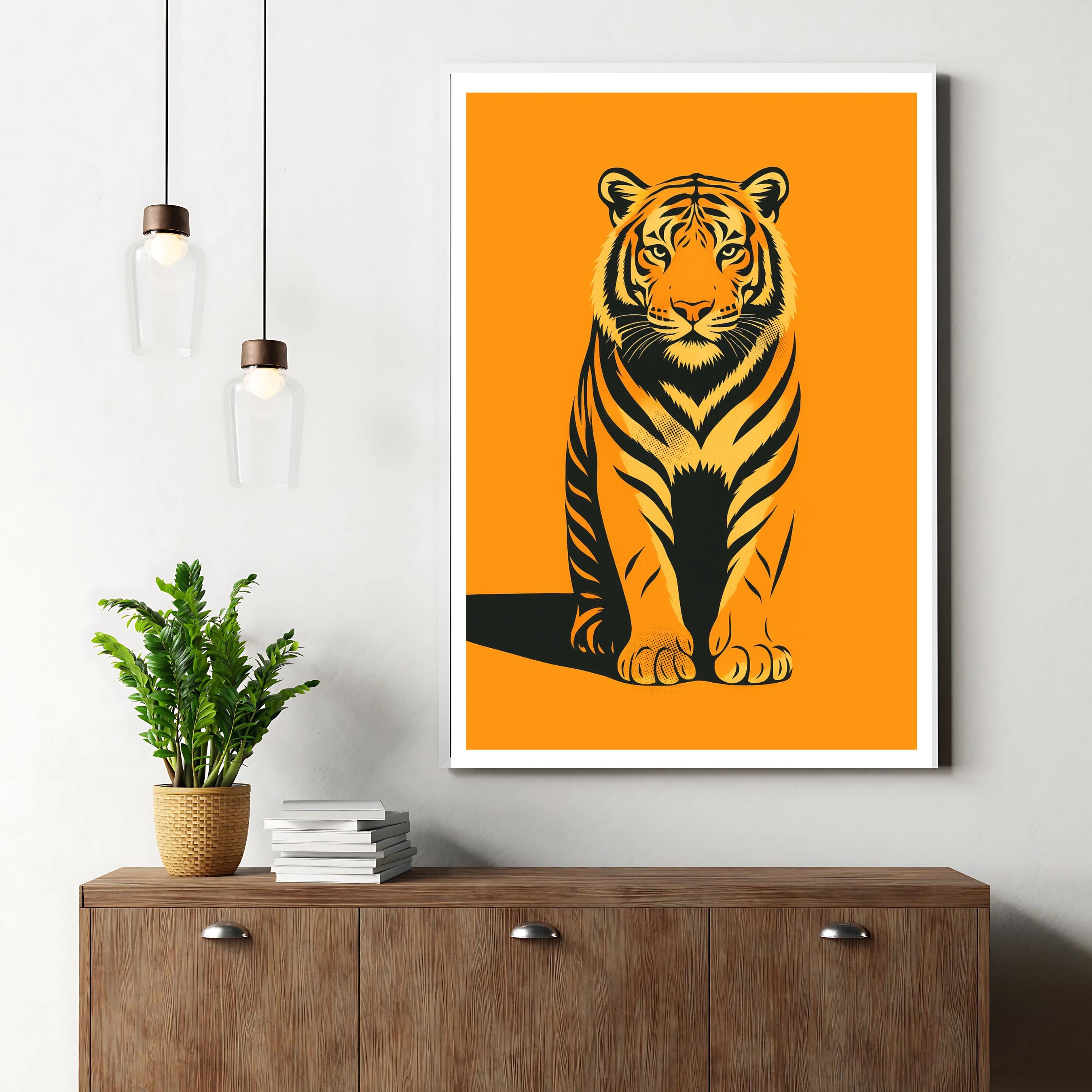 Affiche animaux - Tigre, Félin, Animal Sauvage, Orange - moderne, impression, poster
