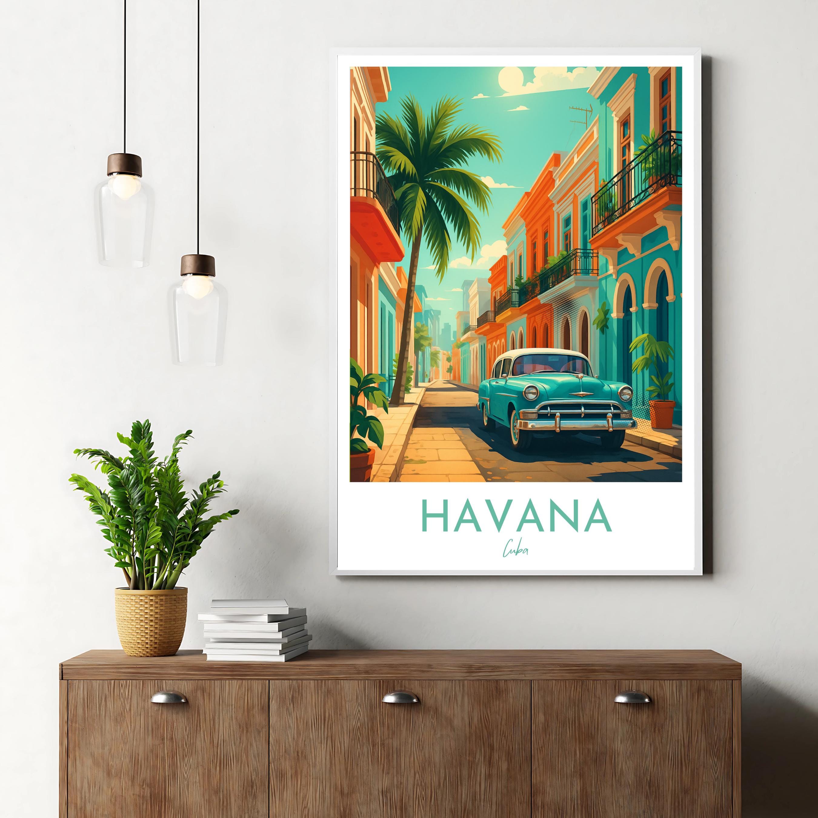 Affiche voyage - Havane, Cuba, Caraibes, Amerique - art moderne, impression, poster