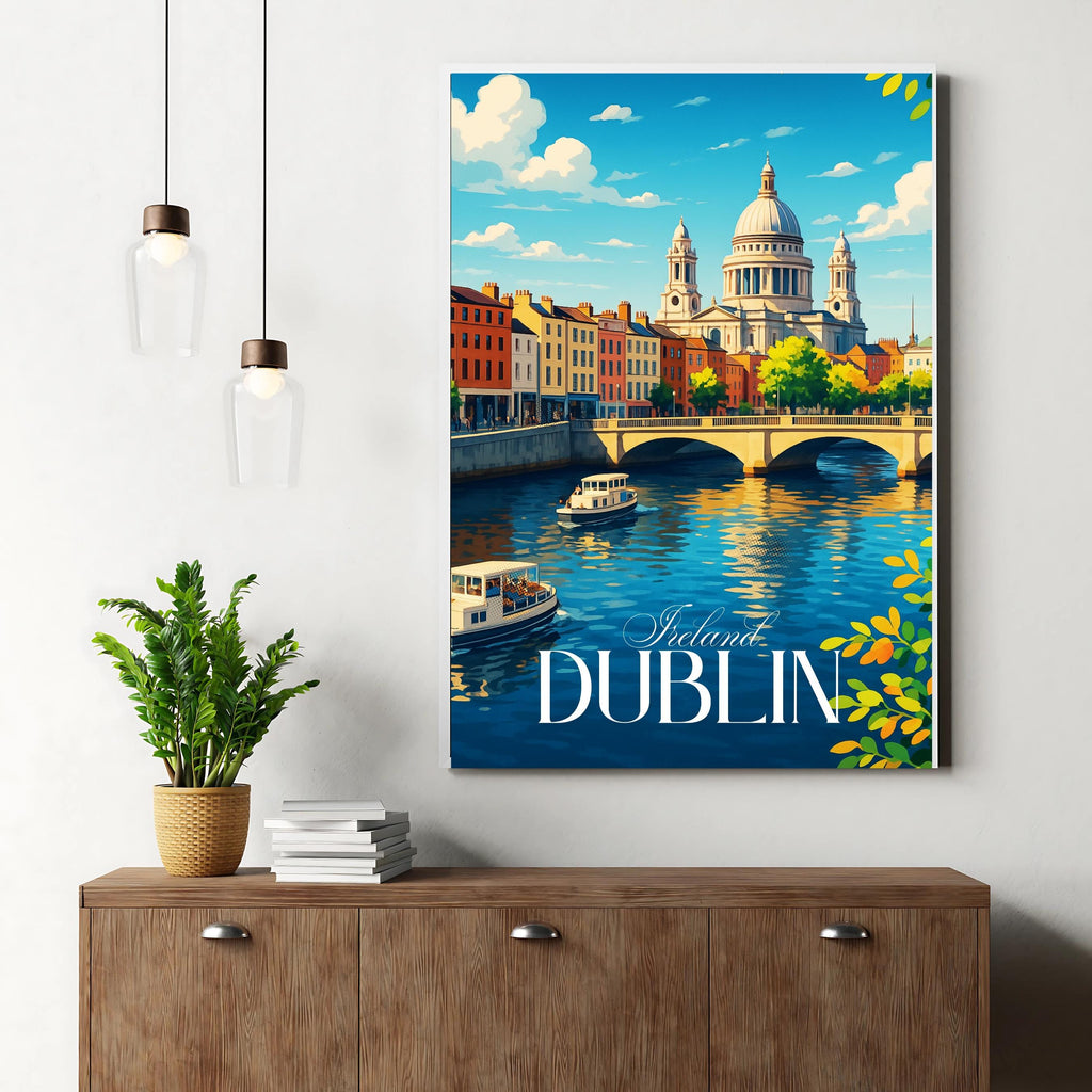 Affiche voyage - Dublin, Irlande, Europe, Liffey - art moderne, impression, poster