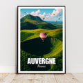 Affiche voyage - Auvergne, Puy de Dôme, France, Volcans - art moderne, impression, poster