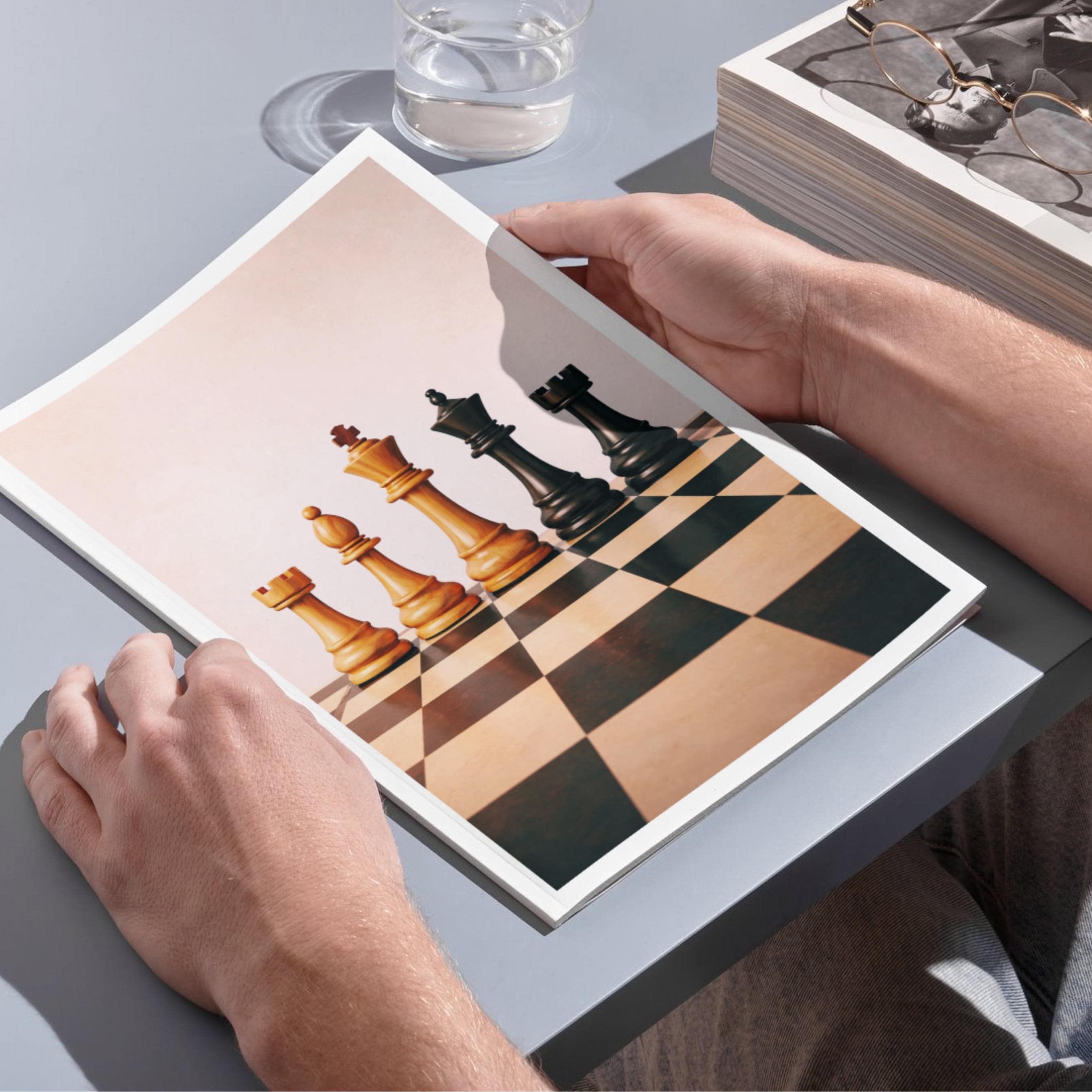 Affiche sport -  Echecs, Pions, Echiquier, Loisir - art moderne, impression, poster