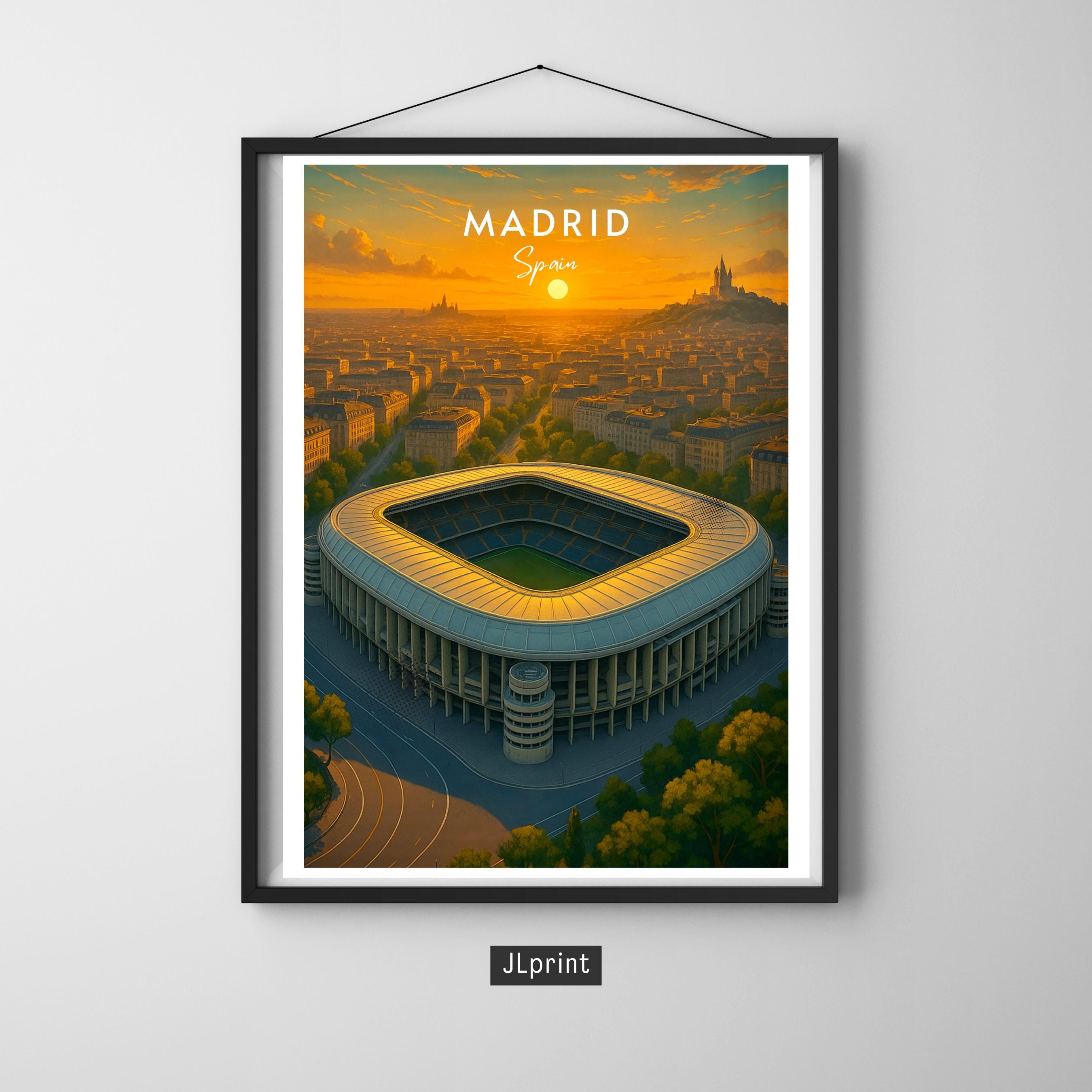 Affiche sport - Football, Madrid, Espagne, Stade Bernabeu - art moderne, impression, poster