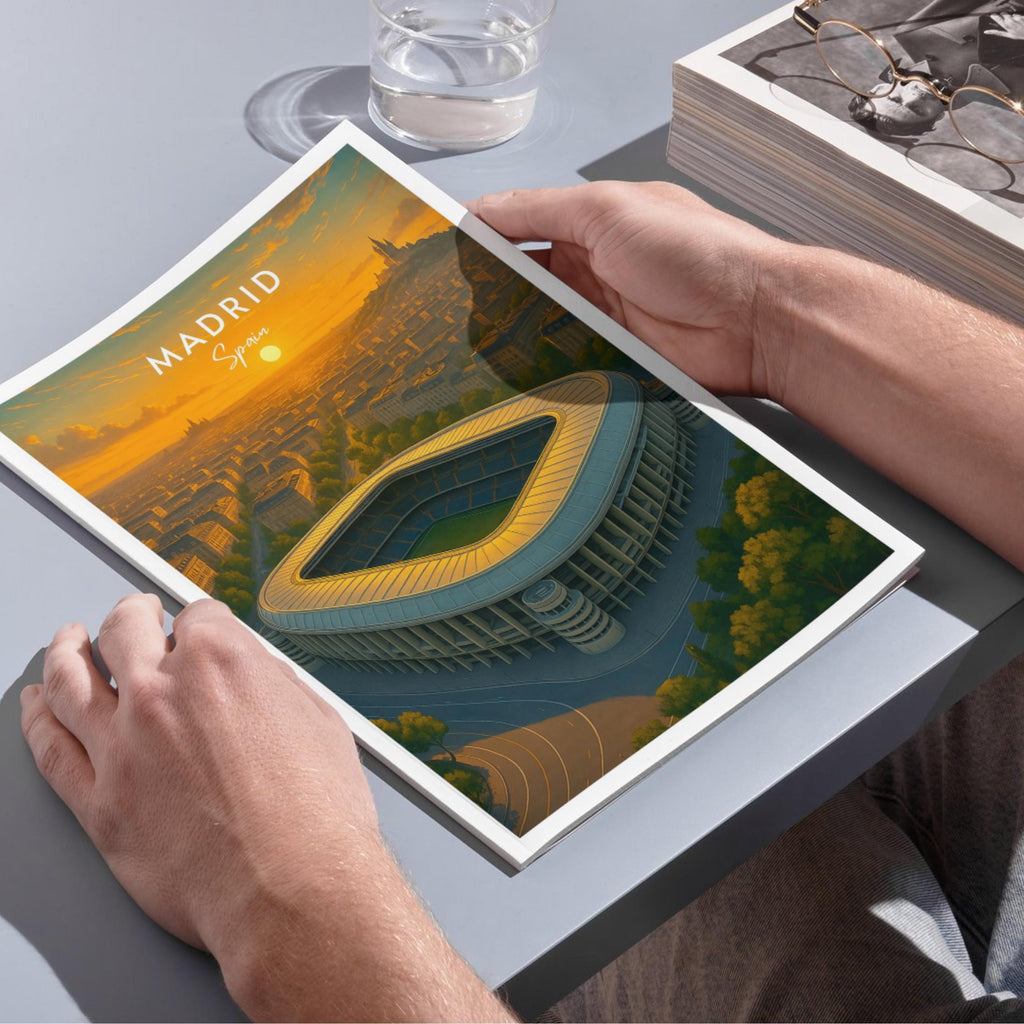 Affiche sport - Football, Madrid, Espagne, Stade Bernabeu - art moderne, impression, poster