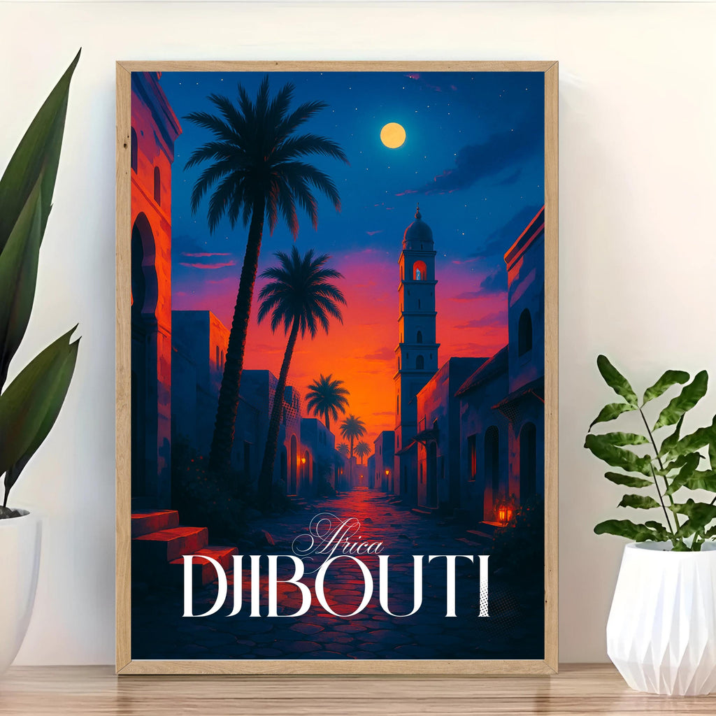 Affiche voyage - Djibouti, Afrique, Désert Danakil, Golfe d’Aden - art moderne, impression, poster