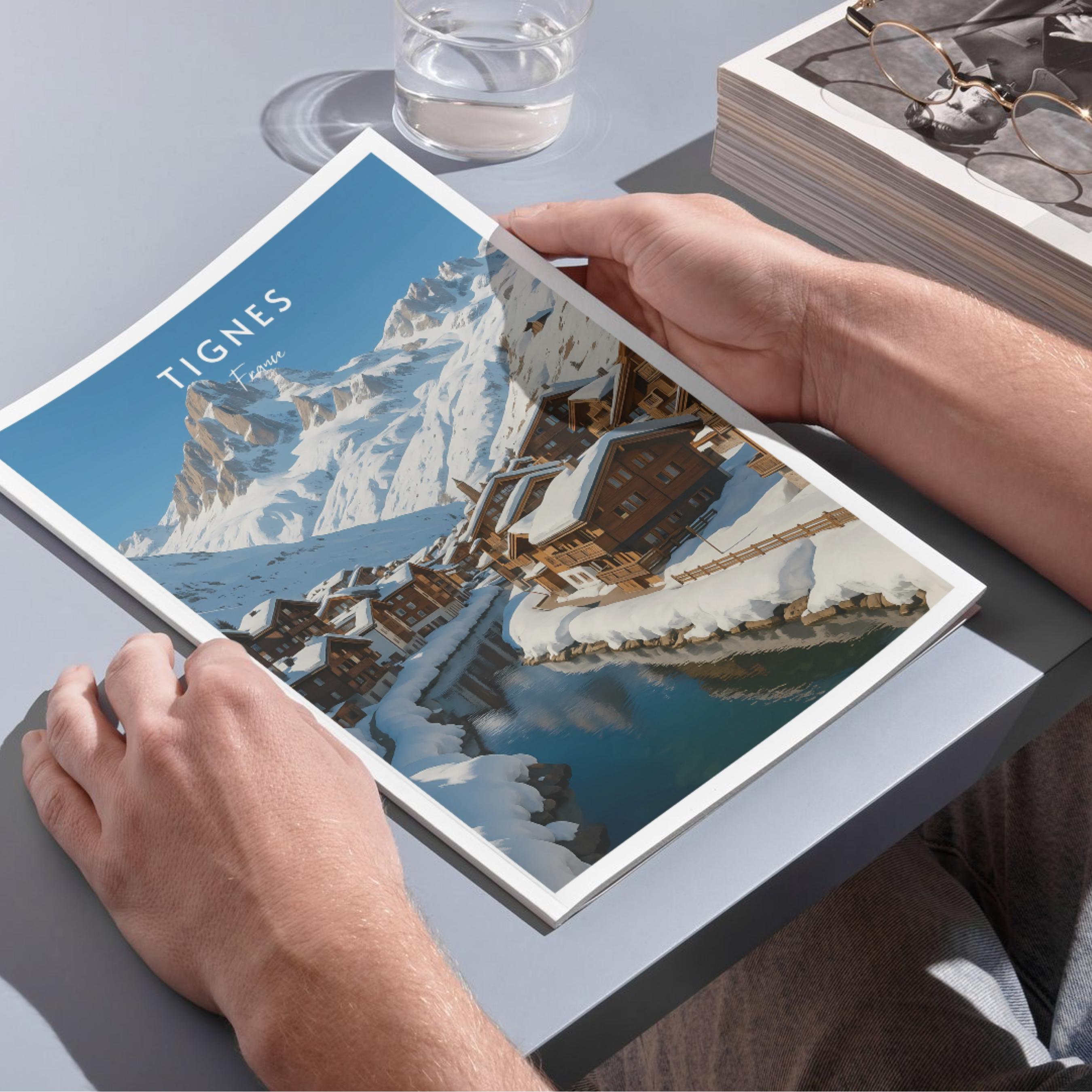 Affiche voyage - Tignes, Alpes, France, Chalets Montagne - moderne, impression, poster